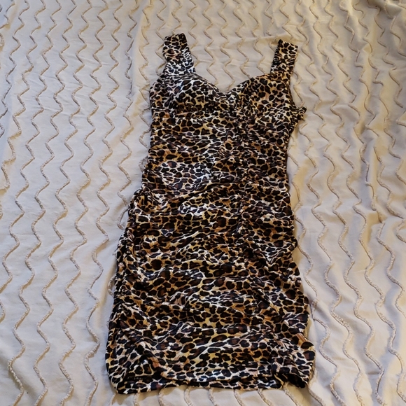 Leopard print stretchy pinup retro dresss - Picture 1 of 4